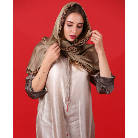 Beige Djellaba with beige and red sfifa