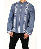 Blue and white embroidered tunic with Aakad