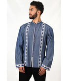 Blue and white embroidered tunic with Aakad