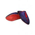 Blue pointy suede slipper