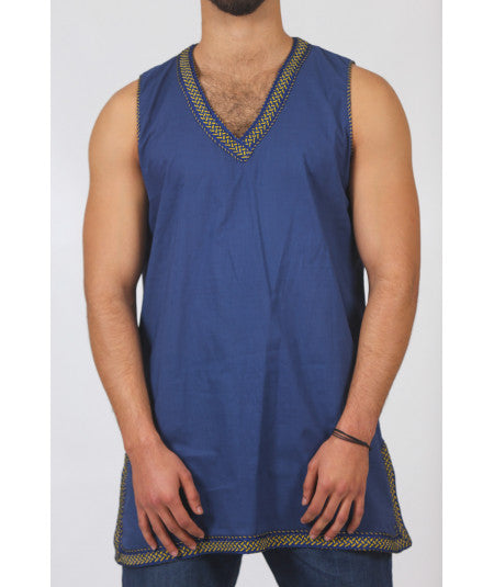 Blue tunic without sleeves