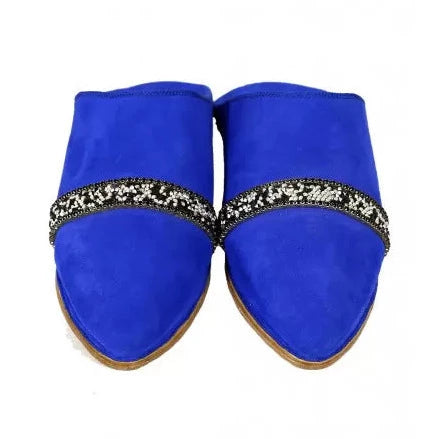 Decorated suede slipper
