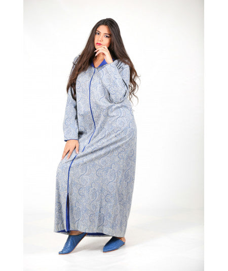 Djellaba printed with blue randa