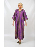 Djellaba printed with purple and green sfifa - Biyadina Store