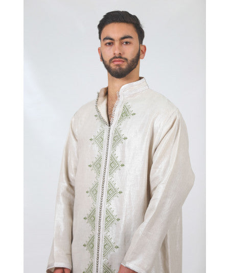 Long beige men's tunic - Biyadina Store