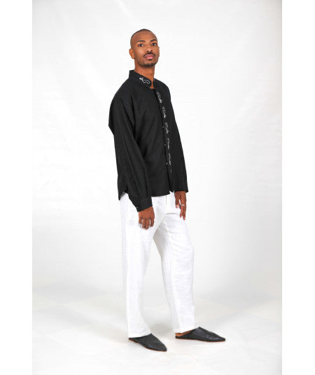 Men's black lined shirt - Biyadina Store