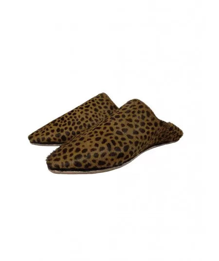 Slippers in leopard print leather - Biyadina Store